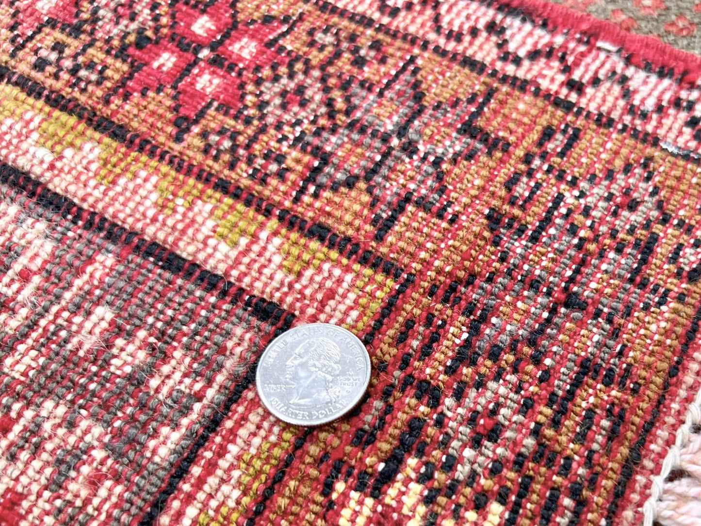 Vintage Turkish Rug 3'0" x 5'4" – Light Red & Gold