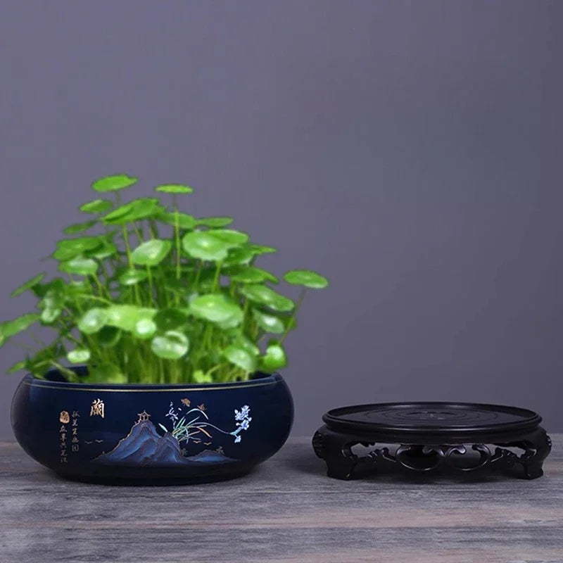 Creative Chinese Style Ceramic Hydroponic Flower Pot Plum Orchid Bamboo Chrysanthemum Gardening Flower Pot Desktop Ornament