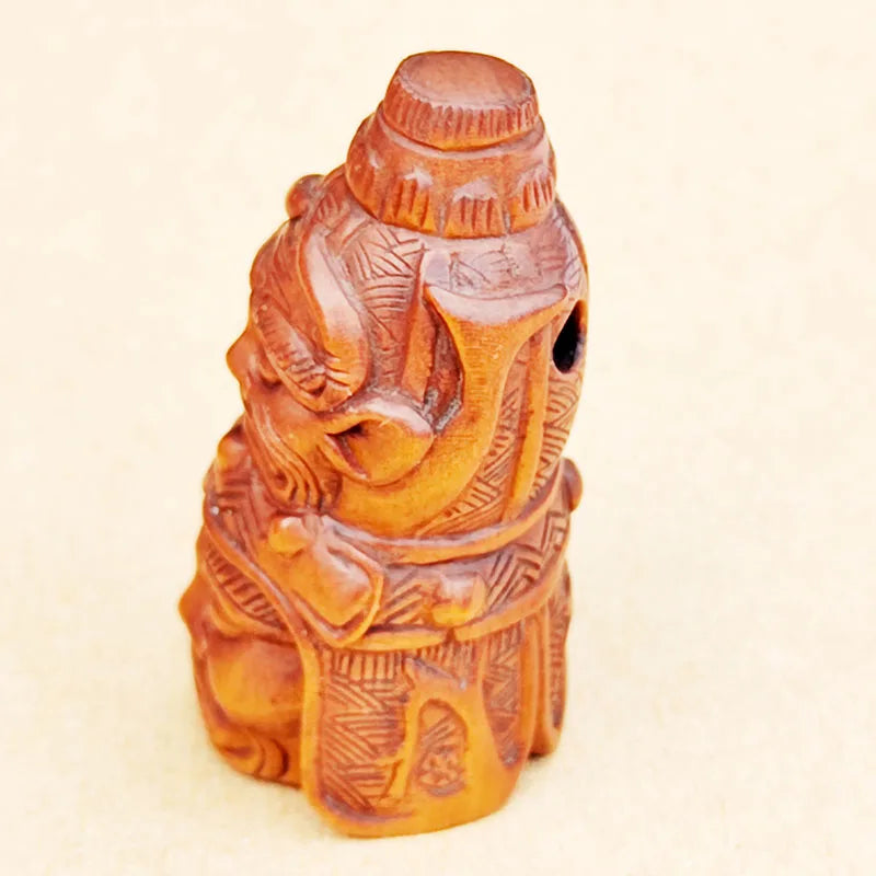 GX1127 - 20 Years Old 2" Hand Carved Boxwood Netsuke - Two Vajra Guardians in One