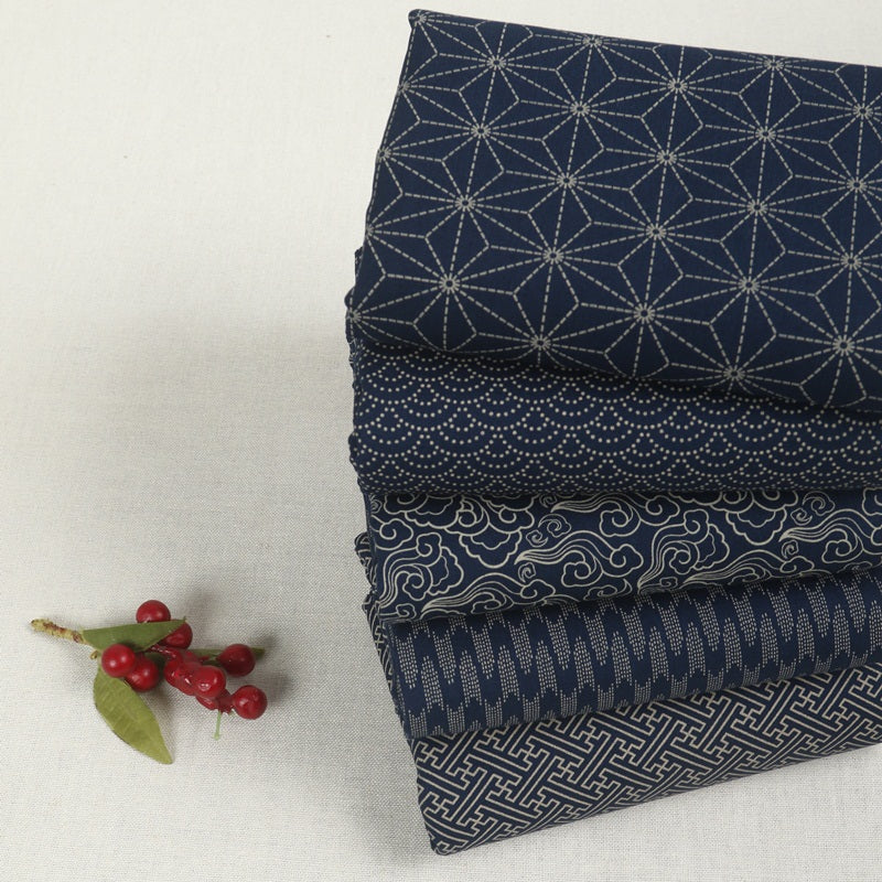 Chinese Dark Blue Cotton Linen Fabric