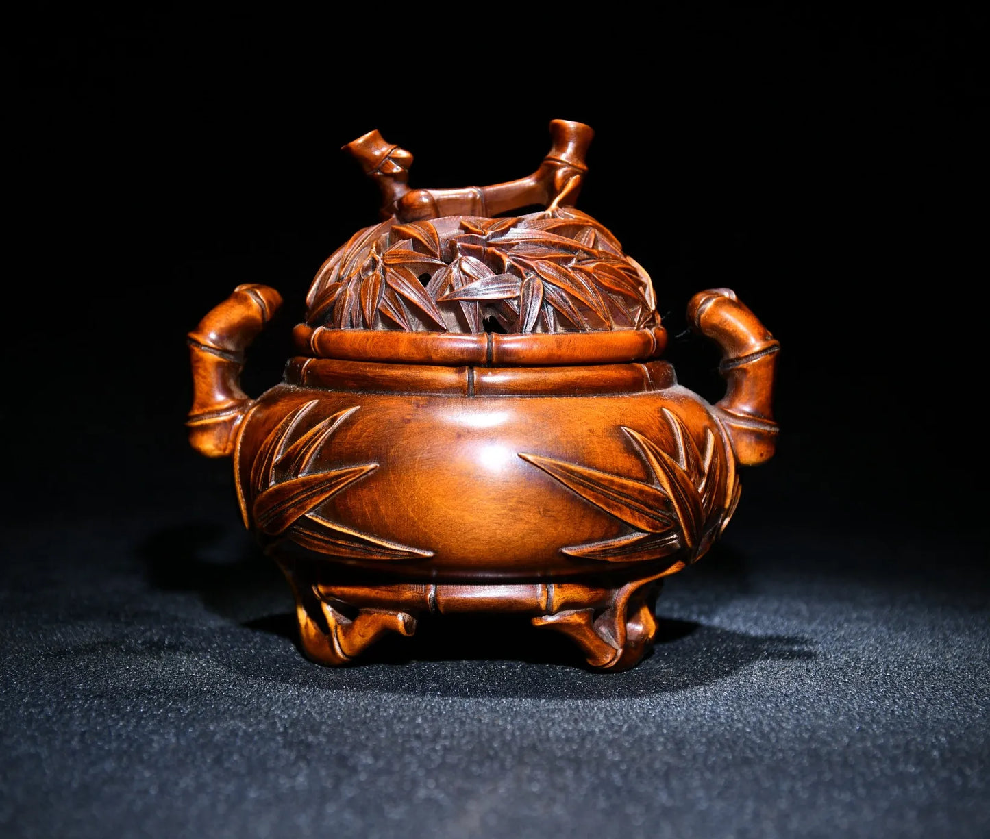 Tibetan Boxwood Bamboo Tripod Incense Burner (5")