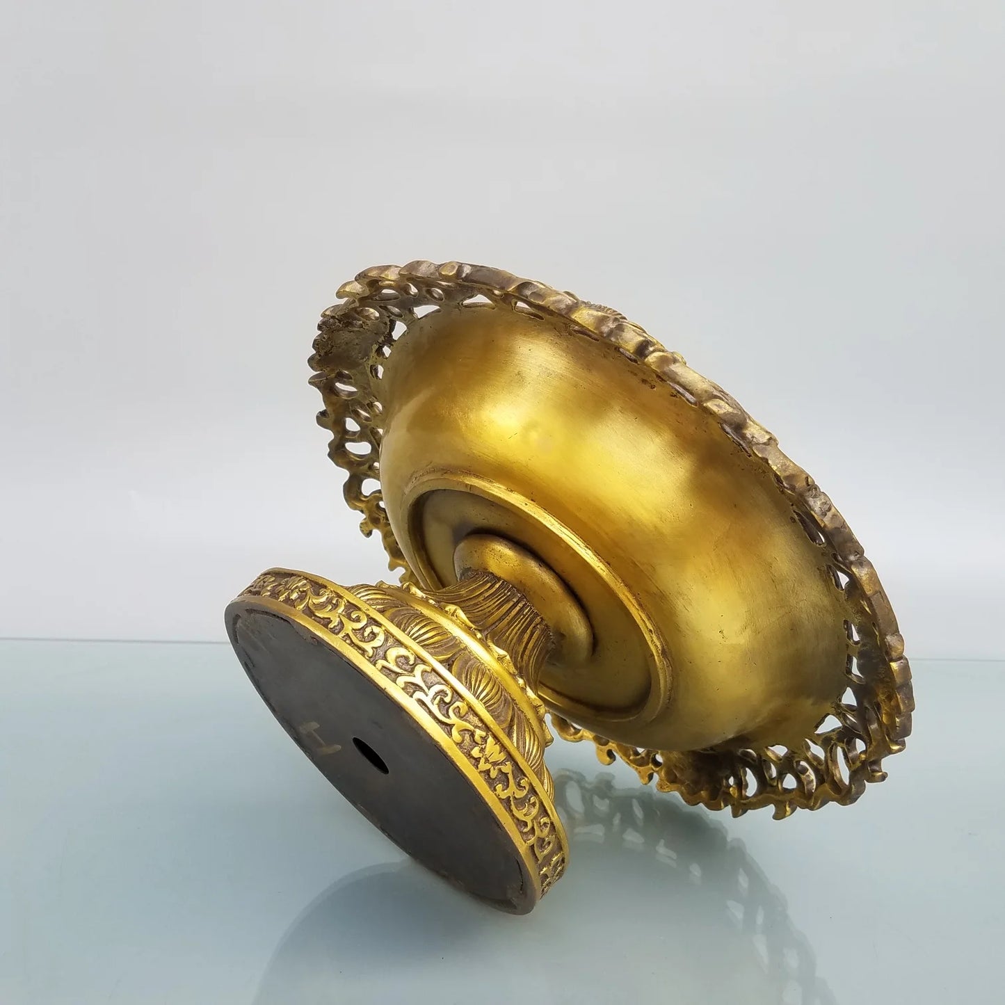 Tibetan Temple Bronze Lotus Fruit Plate – Cornucopia Treasure Bowl (10")