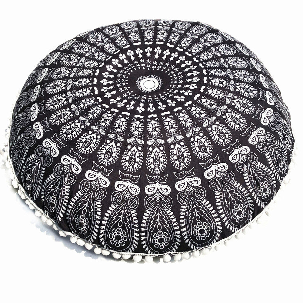Chinese Boho Lotus Round Throw Pillow Floor Cushion