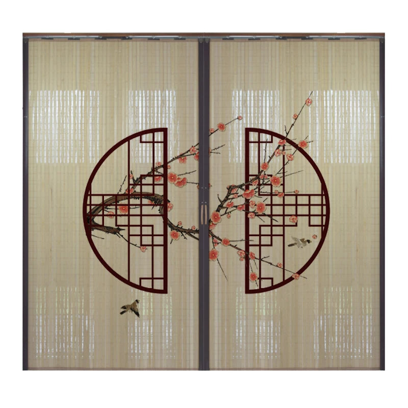 Partición deslizante de bambú impresa para puerta, biombo tradicional chino japonés, cortina deslizante, puerta para uso doméstico, divisor de ambientes, pantalla plegable