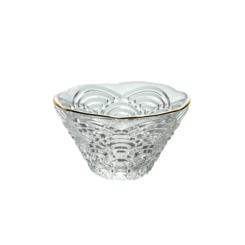Japanese Hammered Glass Sake Set – Tokkuri Carafe, Warming Bowl & Sipping Cups