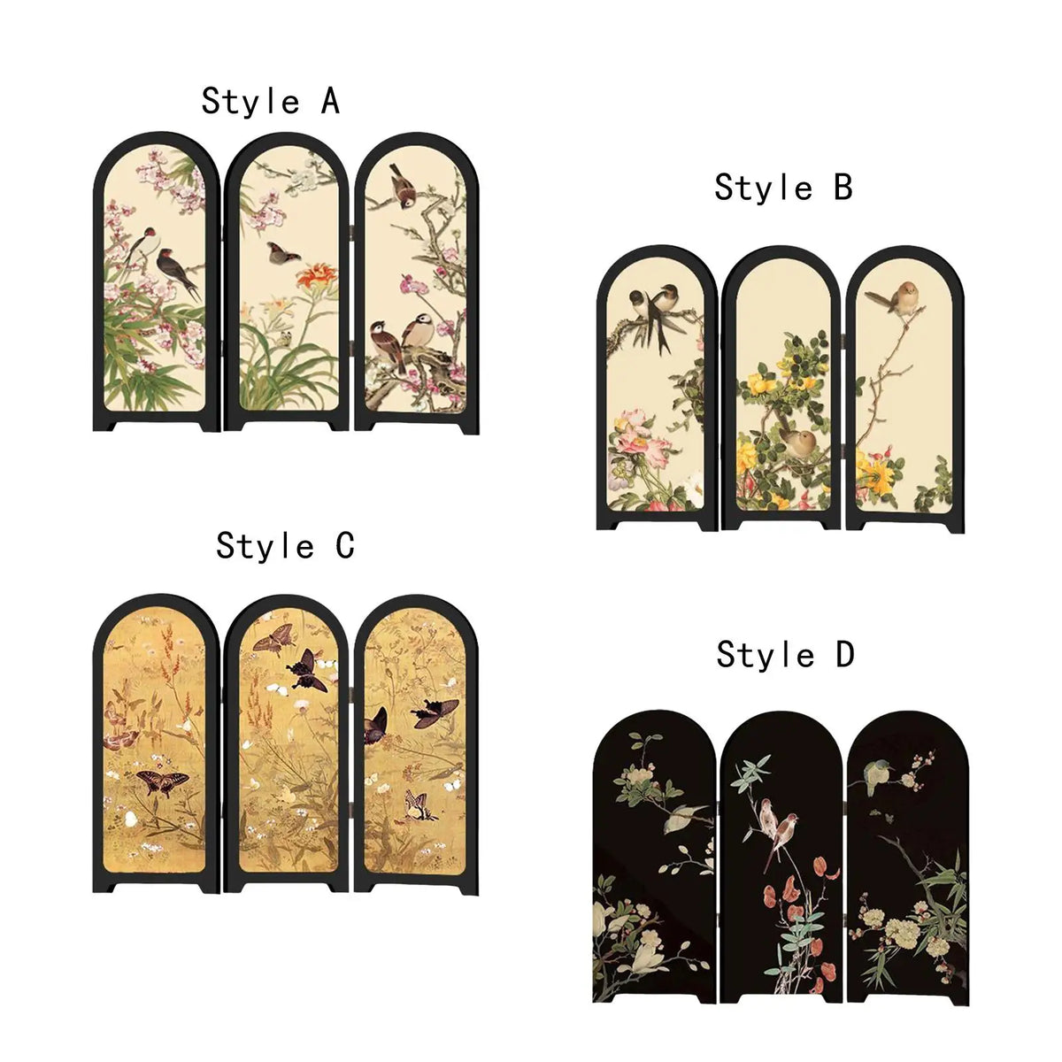 Mini Desktop 3-Panel Folding Screen | Tabletop Asian Decor