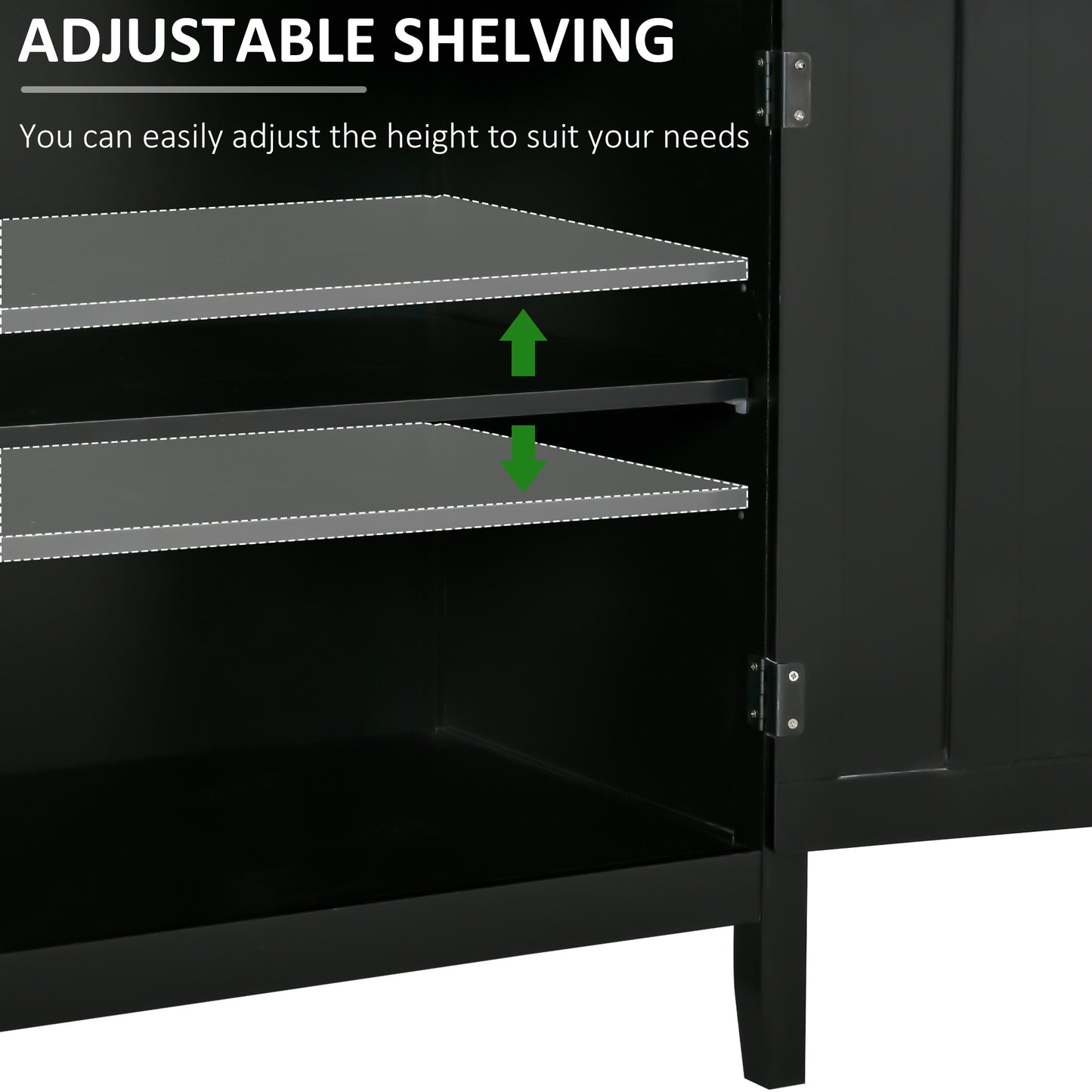 Black Sideboard Buffet Cabinet with 2 Doors and Adjustable Shelves