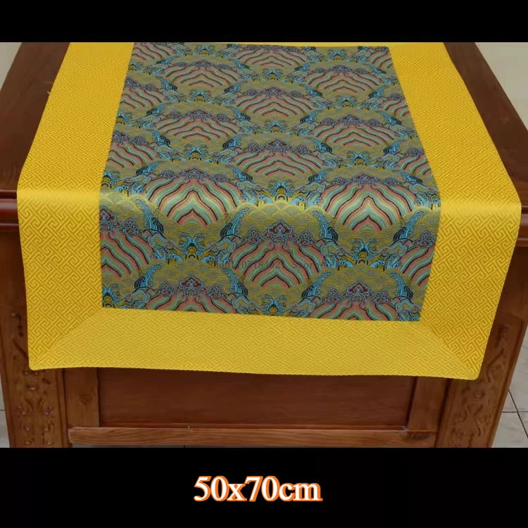 Tibetan Ethnic Style Brocade Tablecloth Home Interior Buddhist Hall Decoration Copy Scripture Cushion Cloth Religious Supplies