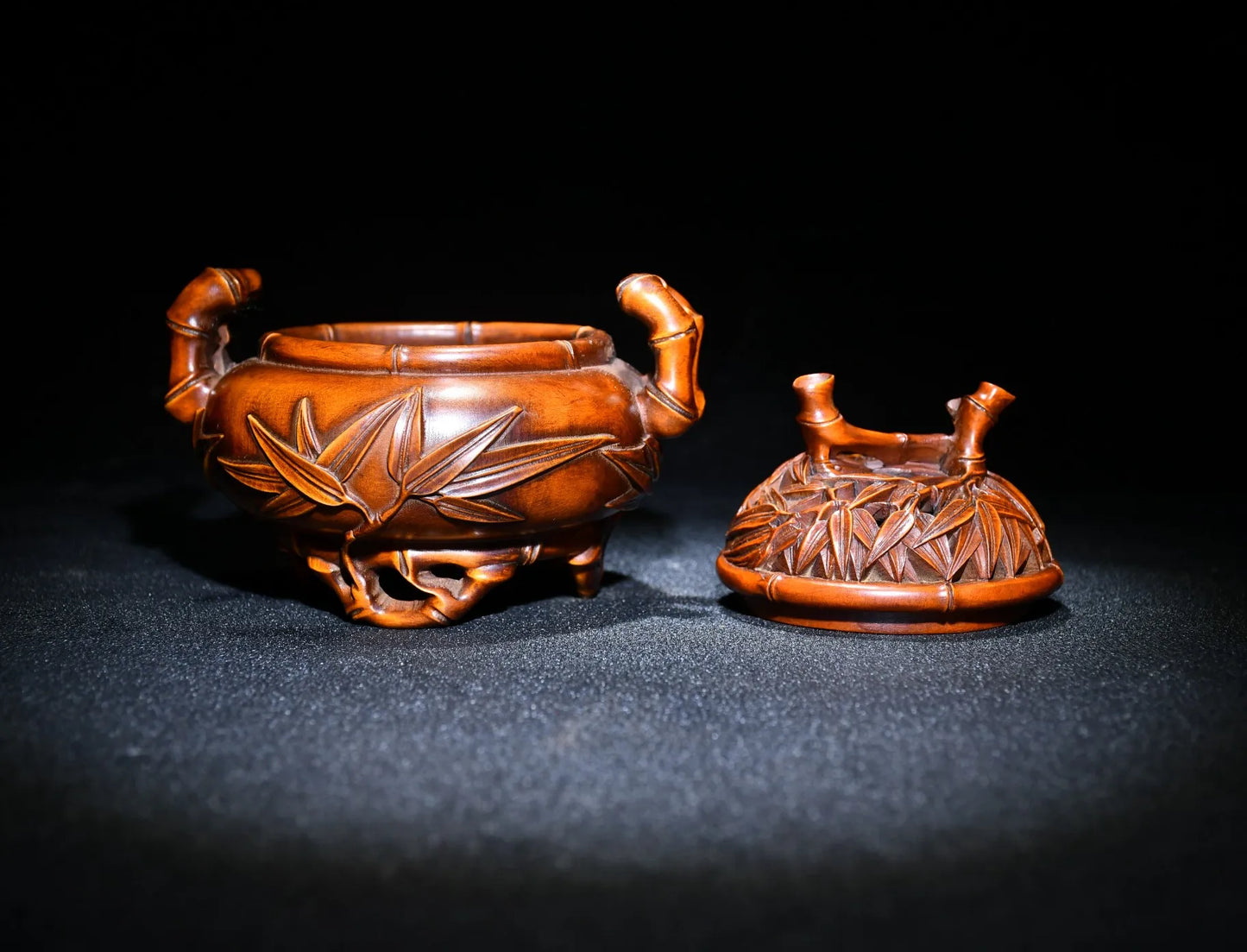 Tibetan Boxwood Bamboo Tripod Incense Burner (5")