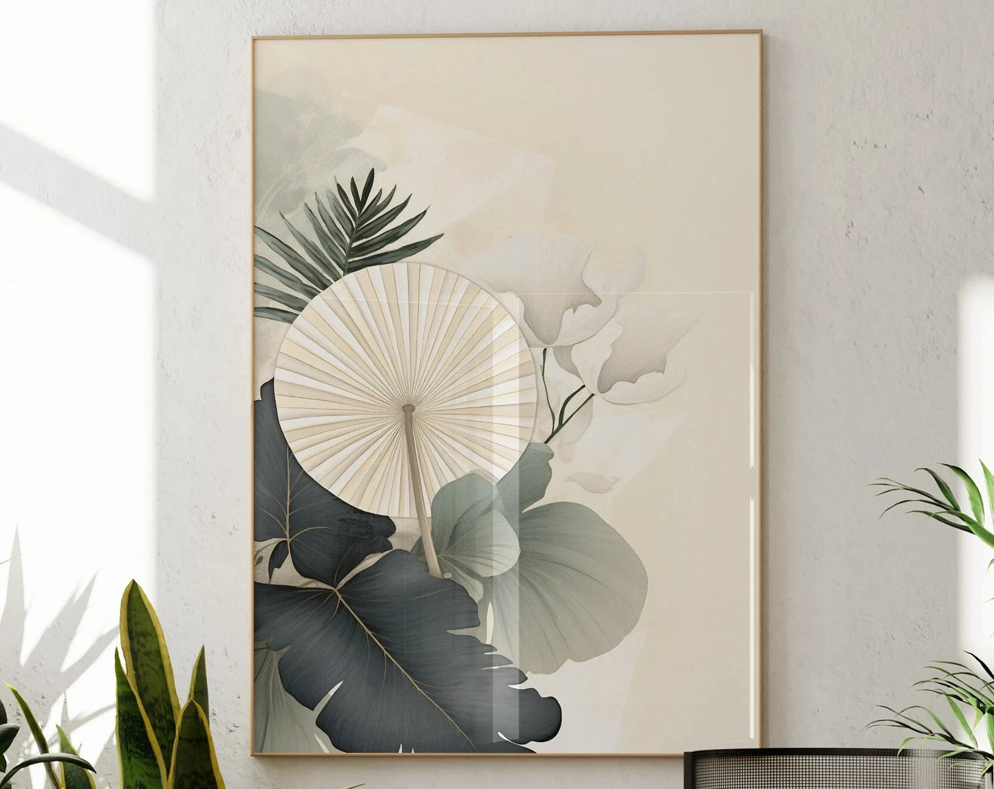 Minimalist Japanese Bamboo Forest & Crane Zen Wall Art Print