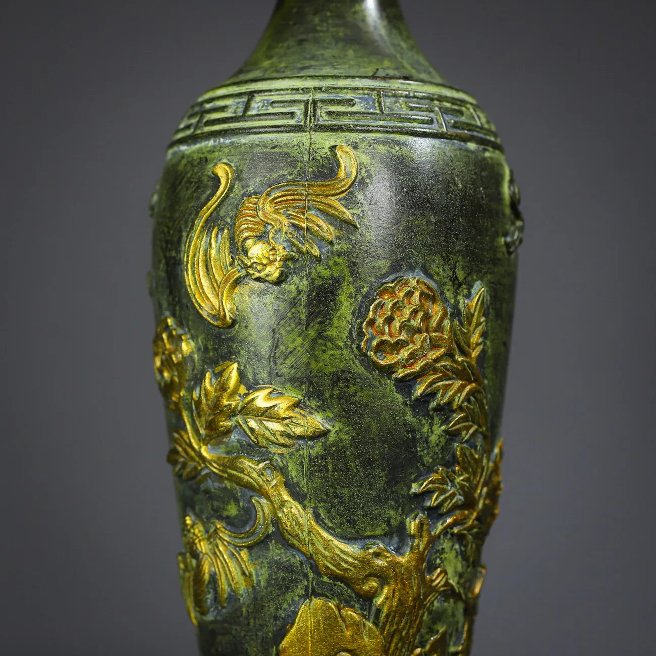8" Tibetan Temple Brass Bat & Plum Blossom Vase