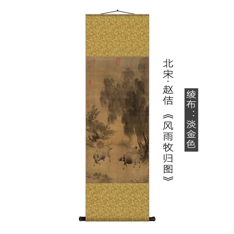 Antique Hanging Paintings Teahouse Scroll Decorative Painting Famous Silk Hanging Paintings Room Decor Aesthetic Wall Art