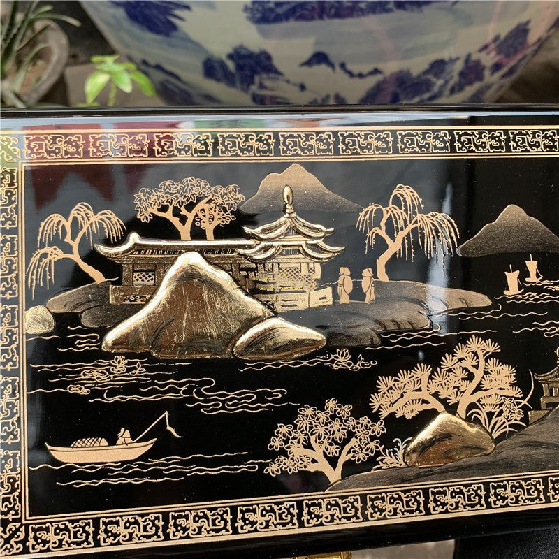 Pingyao Chinese Classical Hand Painted Gold Foil Jewelry Box