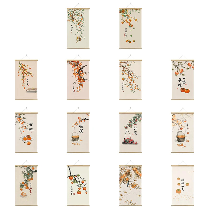 Japanese Ukiyoe Canvas Posters And Prints Home Decoration Painting Wall Art Picture With Solid Wood Hanging Scroll