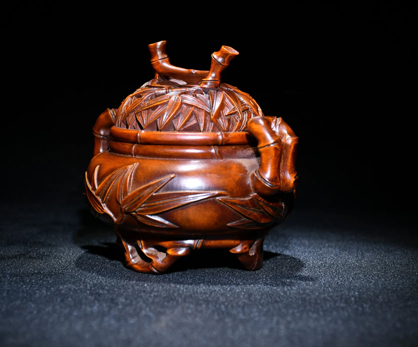 Tibetan Boxwood Bamboo Tripod Incense Burner (5")