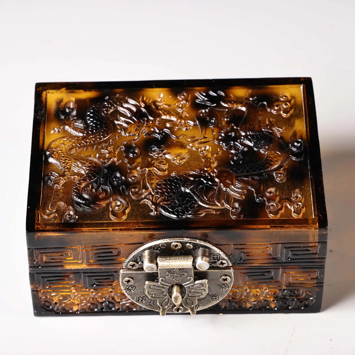 4" alte Echte Karettschildkröte Hochrelief-Langbox-Amulett