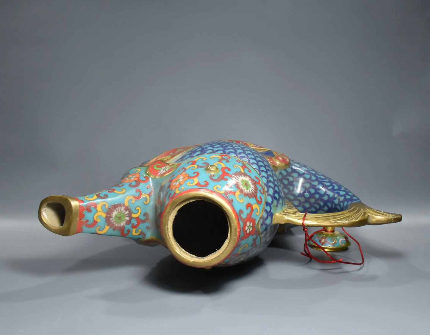 15" Bronze Cloisonné Fish-Shaped Wine Pot – Temple Floral Vessel