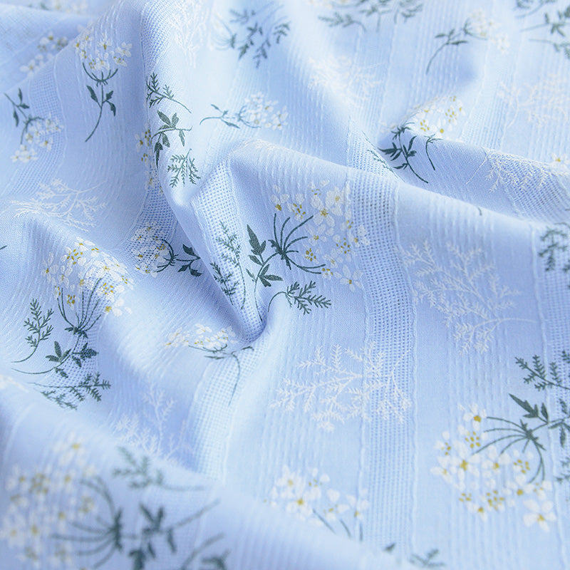 Japanese Small Floral Jacquard Embroidered Cotton Fabric