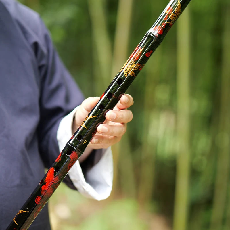 YPXD DongXiao Flöte Traditionelles Lackkunsthandwerk Handgefertigte vertikale Bambusflöte Tropfenbambus 8 Löcher Chinesisches Musikinstrument