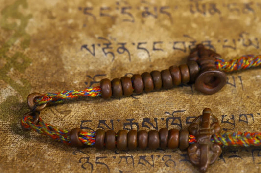 Tibetan Temple Bronze Buddha Beads Bracelet – Dharma Counter & Amulet (6")