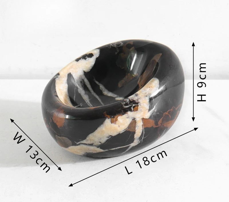 French Wabi-Sabi Marble “Bird’s Nest” Tray – Stone Jewelry & Sundry Dish (18×13×9cm)
