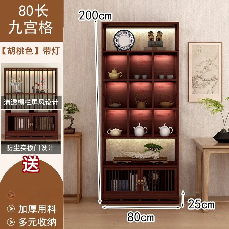 Chinese Duobao Pavilion Bogu Cabinet | Illuminated Tea & Curio Display Shelf