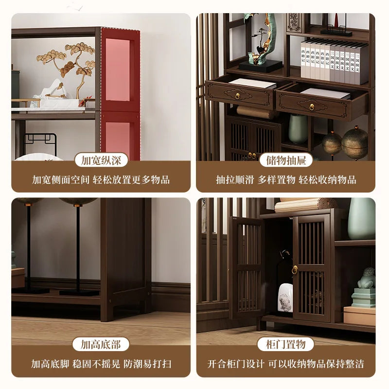 YFY New Chinese Bogu Rack Tea Room High-end Decoration Tea Display Cabinet Office Shelf Living Room Partition Ornament
