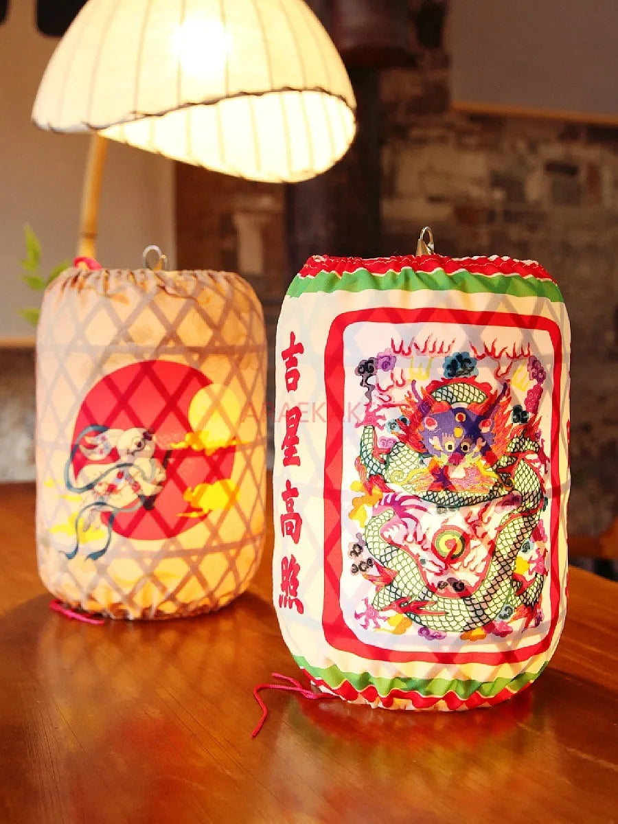 Hand woven bamboo lanterns attract wealth and treasure; Jade Rabbit Hand held Luminous Lantern for Mid-Autumn Festival