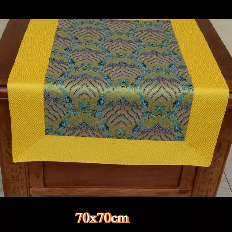 Tibetan Ethnic Style Brocade Tablecloth Home Interior Buddhist Hall Decoration Copy Scripture Cushion Cloth Religious Supplies