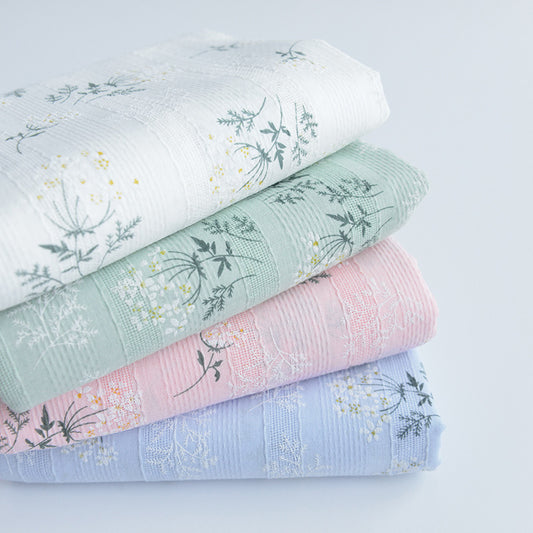 Japanese Small Floral Jacquard Embroidered Cotton Fabric