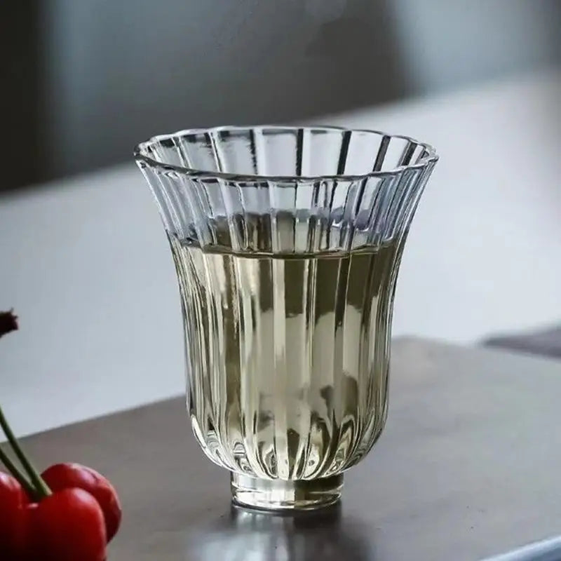 50ml Japanese Floral Glass Teacup – Heat-Resistant Gongfu Tasting Cup