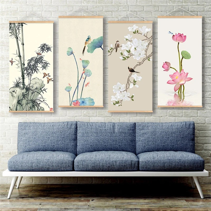Flower Art Scroll Wall Mural