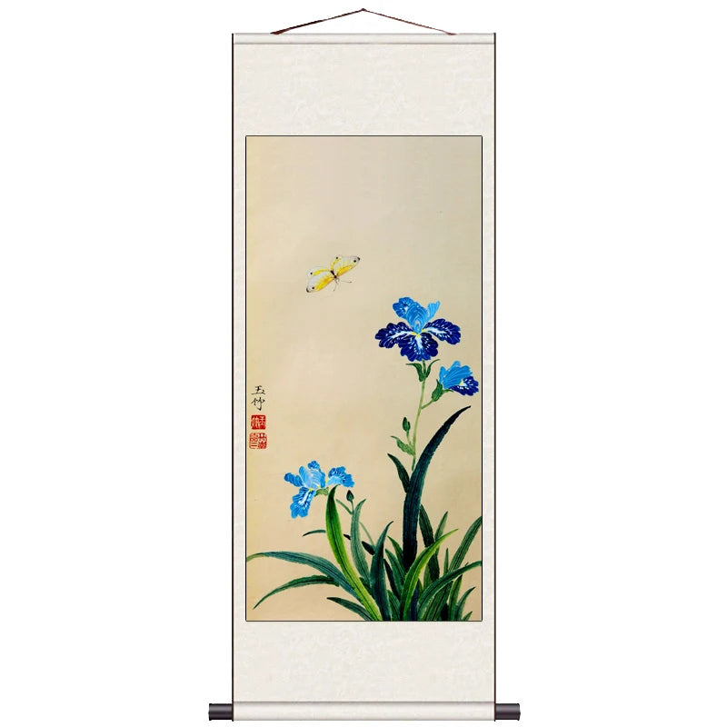 Peach Blossom Double Swallow Decorative Calligraphy and Painting Silk Gift Room Decor Aesthetic Wall Art Home Decor