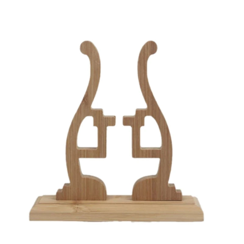 Elegant Chinese Style Bamboo Fan Stand Holder Bracket Rack for Home Office Decor