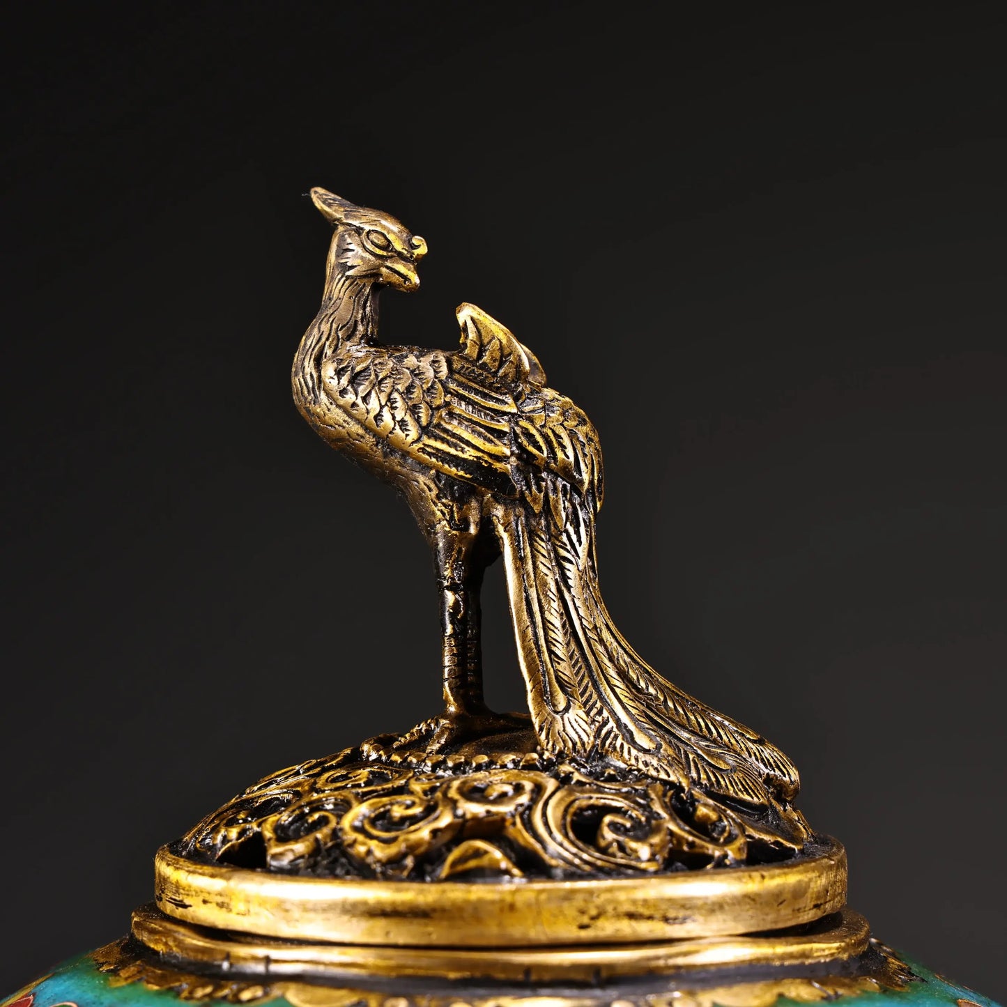 Chinese Dynasty Palace Cloisonne Gilded  Fengshui Wealth Bird Phoenix Incense Burner Censer