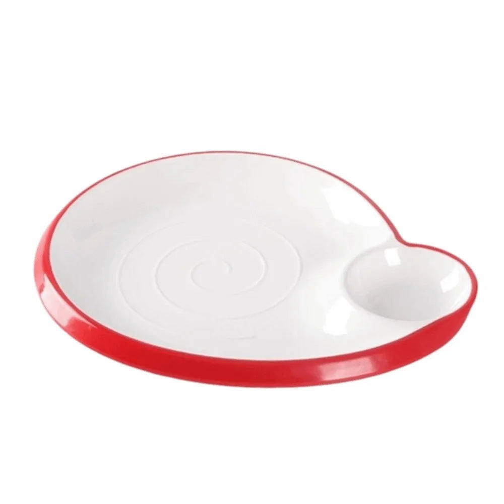 Thickened Melamine Dumpling & Sushi Plate (24cm) – Drop-Resistant Serving Tray with Sauce Compartment