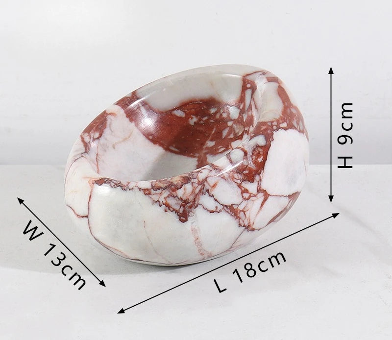 French Wabi-Sabi Marble “Bird’s Nest” Tray – Stone Jewelry & Sundry Dish (18×13×9cm)