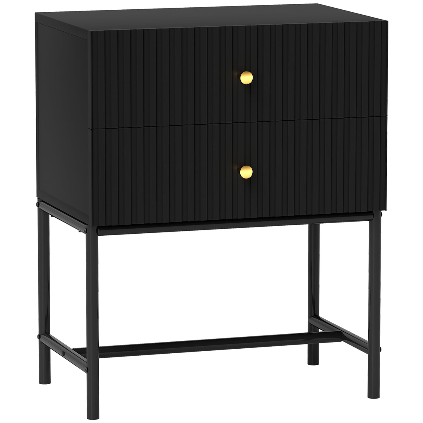 Elegant Two-Drawer Bedside or End Table - Black