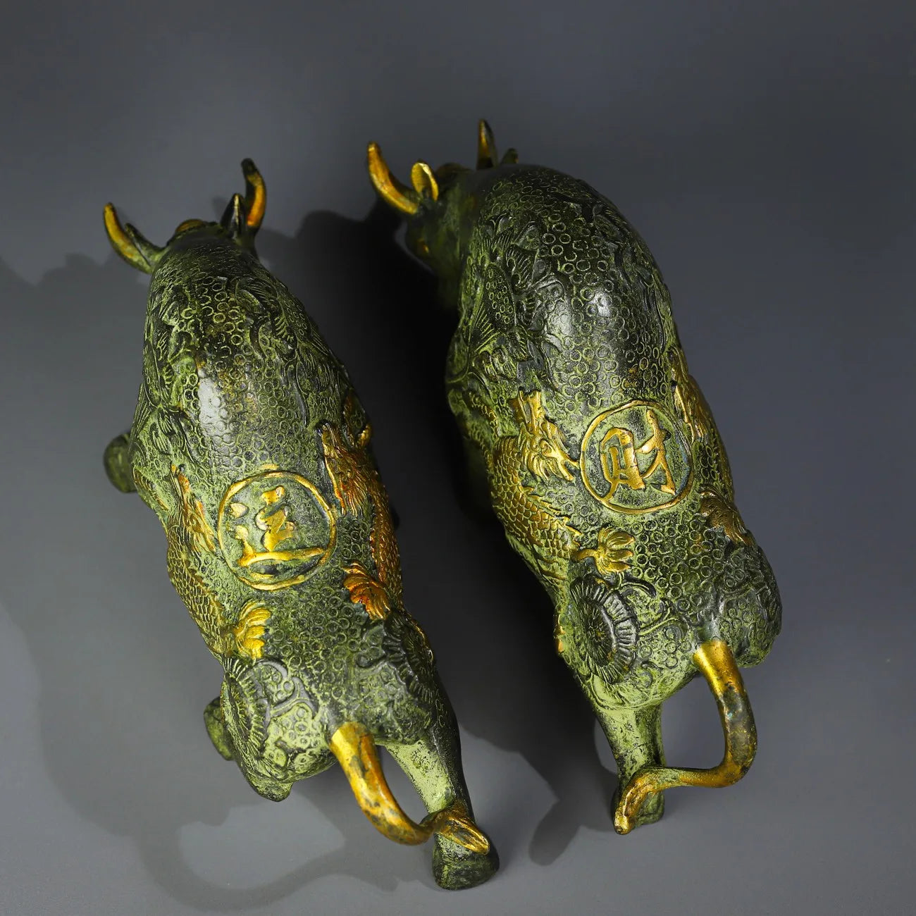 8" Brass Kirin “Struggling Bull” Statues (Pair) – Bullish Wealth Guardians