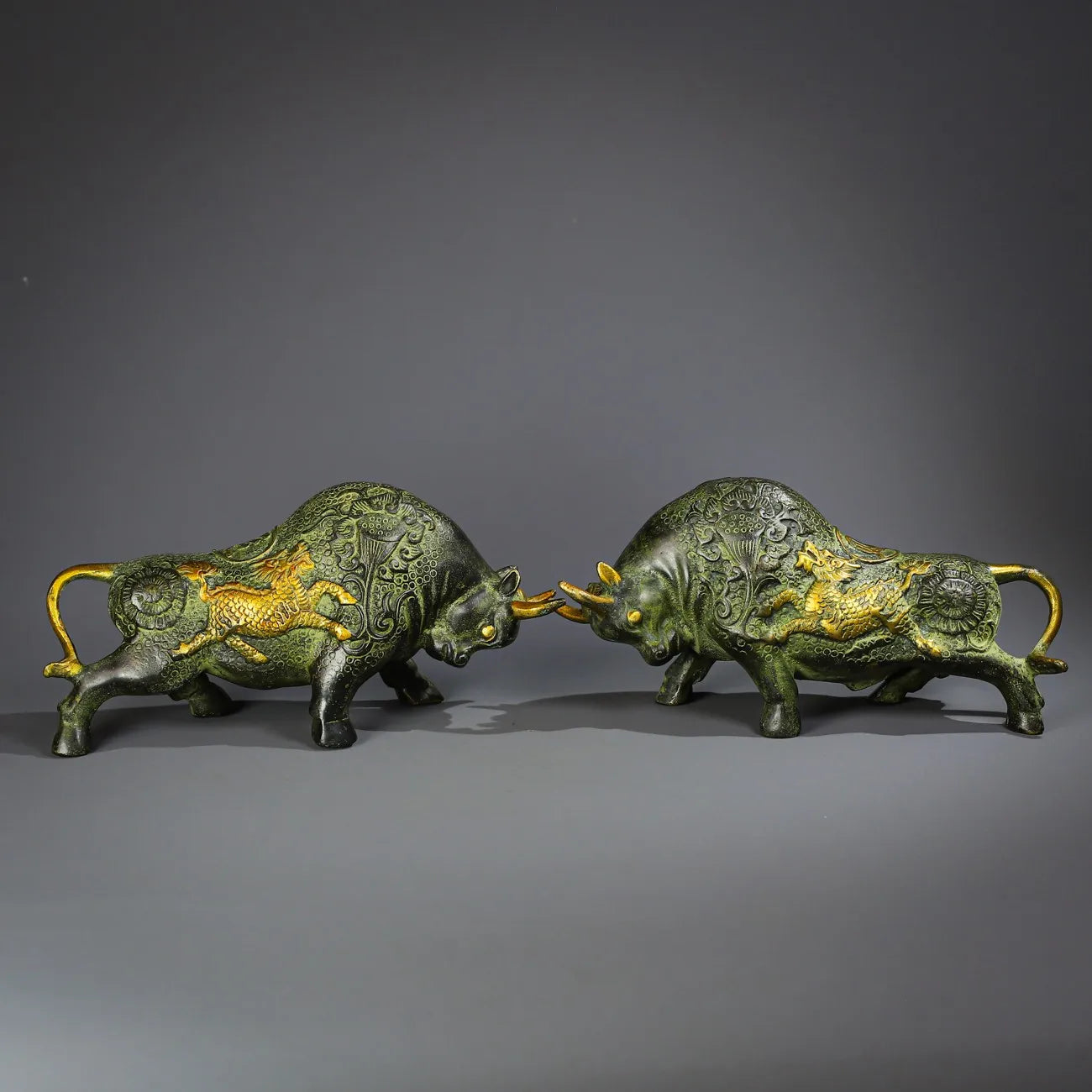 8" Brass Kirin “Struggling Bull” Statues (Pair) – Bullish Wealth Guardians