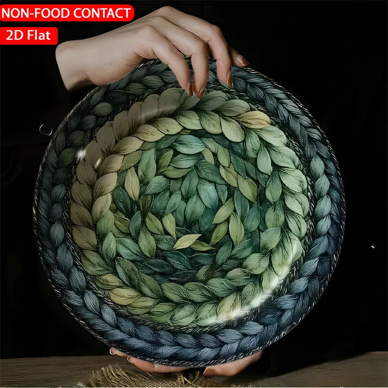 Round Mandala Botanical Leaf Accent Ornament – Minimalist Zen Tabletop Centerpiece