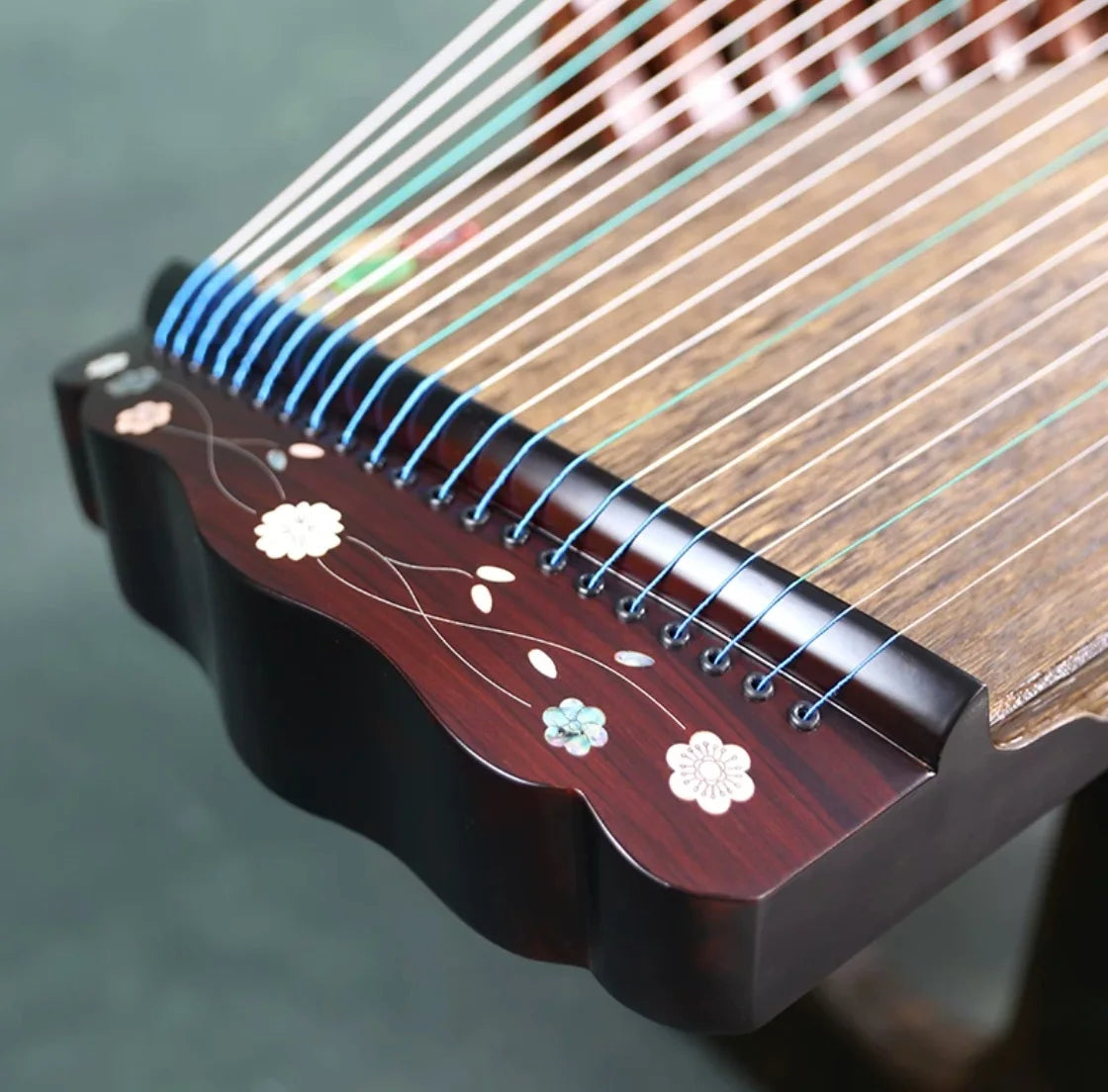 Portable Mini Guzheng 88cm 21 Strings, Mother-of-Pearl Inlay Traditional Chinese String Instrument