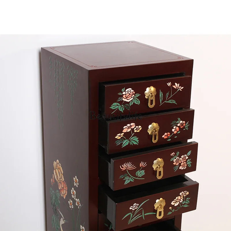 FG11New Chinese Style Six Drawers One Cabinet Simple Home Hallway Storage Light Luxury Modern Antique