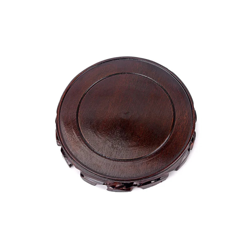 Retro Chinese Style 10-16cm Diameter Real Solid Wood Carving Imitation Old Round Base for Vase Teapot Statue Flowerpot