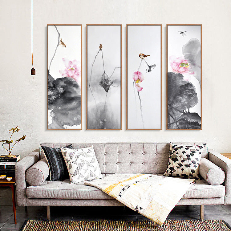 Lotus Ink Painting New Chinese Decorative Zen Mural