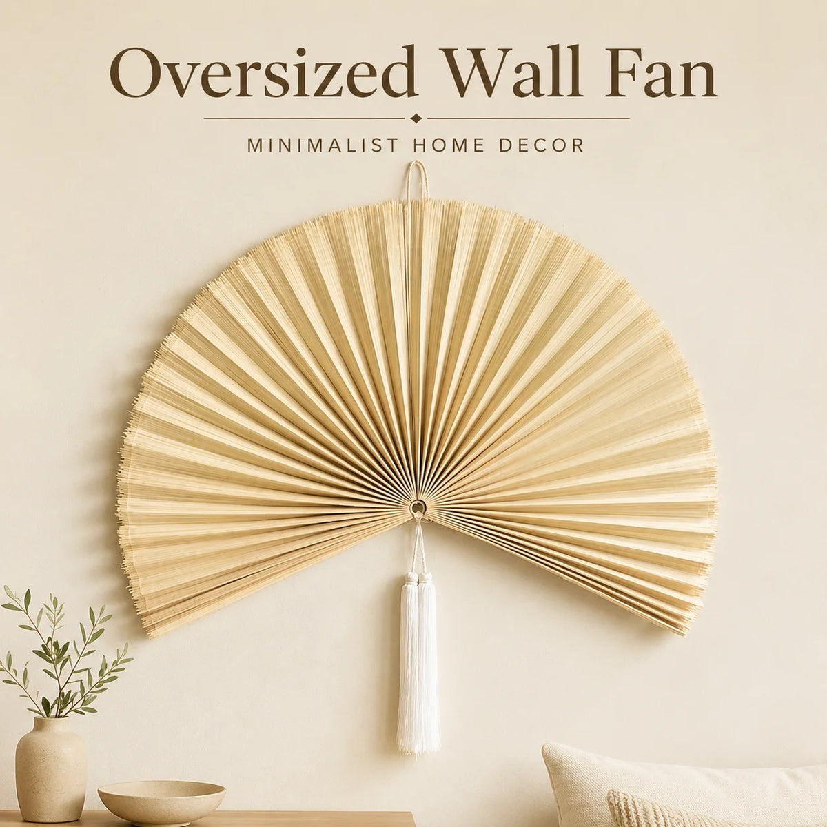 Handcrafted Bamboo Woven Hanging Fan – New Chinese Style Wall Decor & Scene Layout