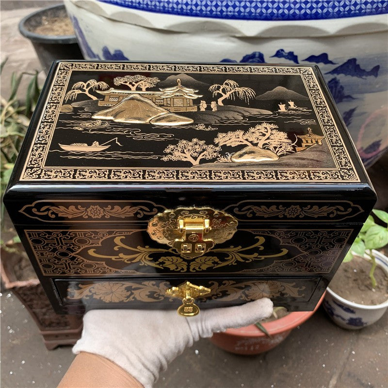Pingyao Chinese Classical Hand Painted Gold Foil Jewelry Box