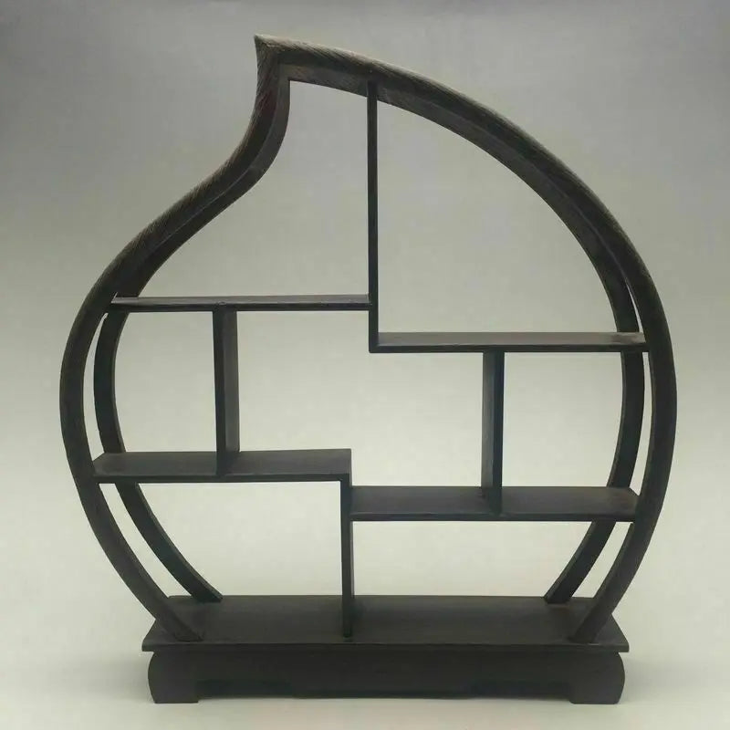 Delicate Chinese Wood Carved Peach Shape Stand Shelf for Statue Snuff Bottle Antique Asian Decorative Item