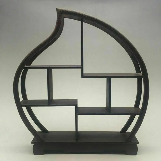 Delicate Chinese Wood Carved Peach Shape Stand Shelf for Statue Snuff Bottle Antique Asian Decorative Item