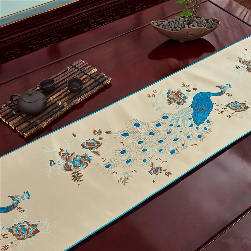 Modern New Chinese Long Table Runner – Minimalist Zen Tablecloth for Dining, Tea Tables & Entry Cabinets